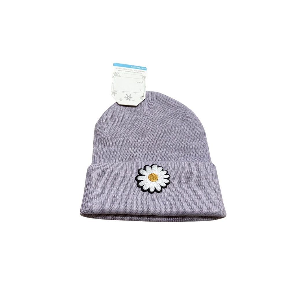Lilac Kids Beanie with Daisy Patch